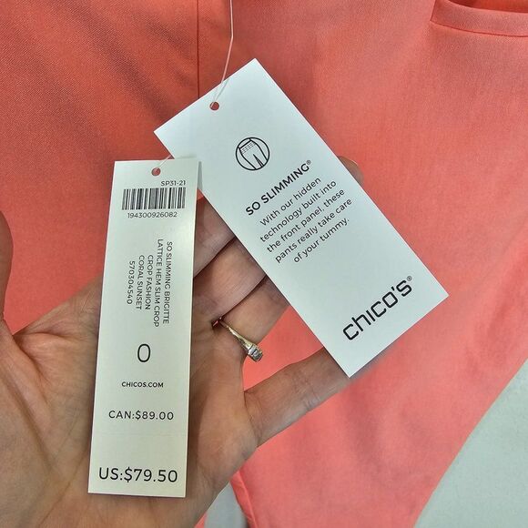 NWT Chico's Coral Sunset So Slimming Brigitte Slim Leg Size 4 - Picture 5 of 7